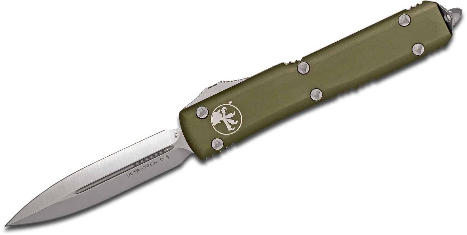 Microtech - 122-4OD - Ultratech - OTF Auto - M390 Satin Dagger - 6061-T6 Aluminum - OD Green - Image 15