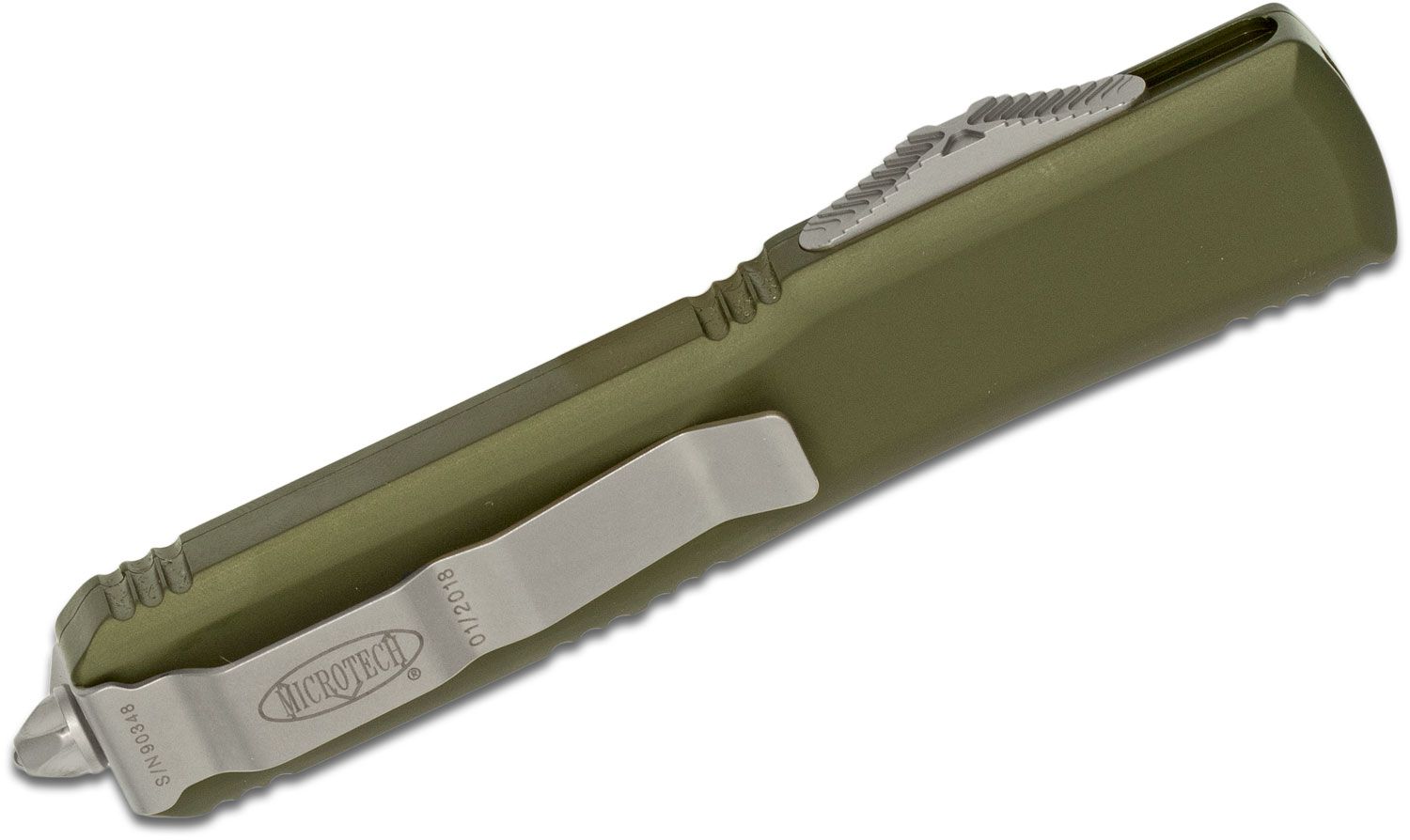 Microtech - 122-4OD - Ultratech - OTF Auto - M390 Satin Dagger - 6061-T6 Aluminum - OD Green - Image 14