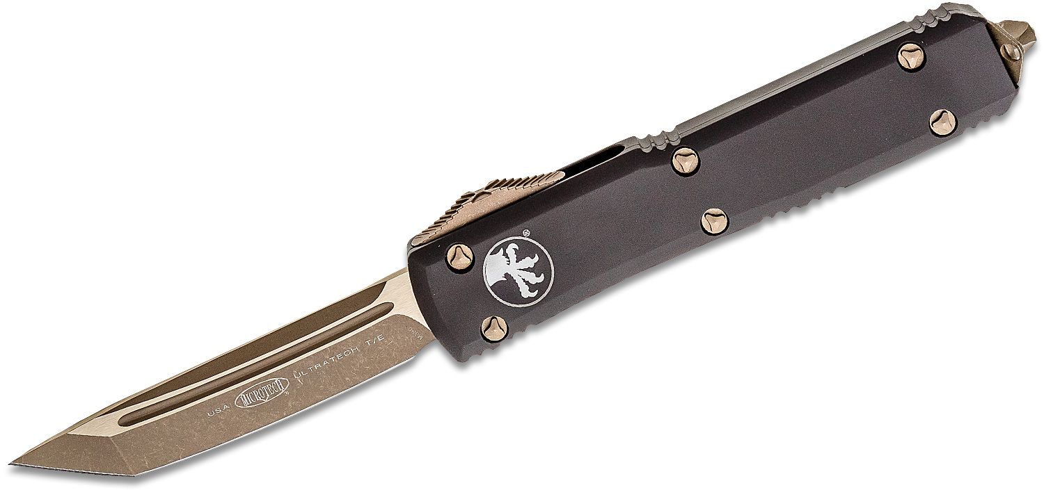 Microtech - 123-13 - Ultratech - OTF Auto - Elmax, M390, 204P Bronze Tanto - 6061-T6 Aluminum - Black - Image 12