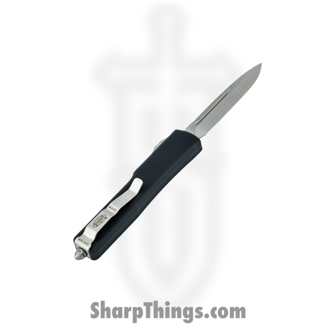 Microtech - 148-10 - UTX-70 - OTF Auto - Elmax, M390, 204P Stonewash Drop Point - 6061-T6 Aluminum - Black - Image 9