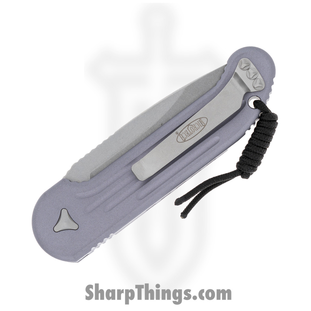 Microtech - 135-10GY - L.U.D.T. - Automatic Knife - Elmax, M390, 204P Stonewash Drop Point - 6061-T6 Aluminum - Gray - Image 8