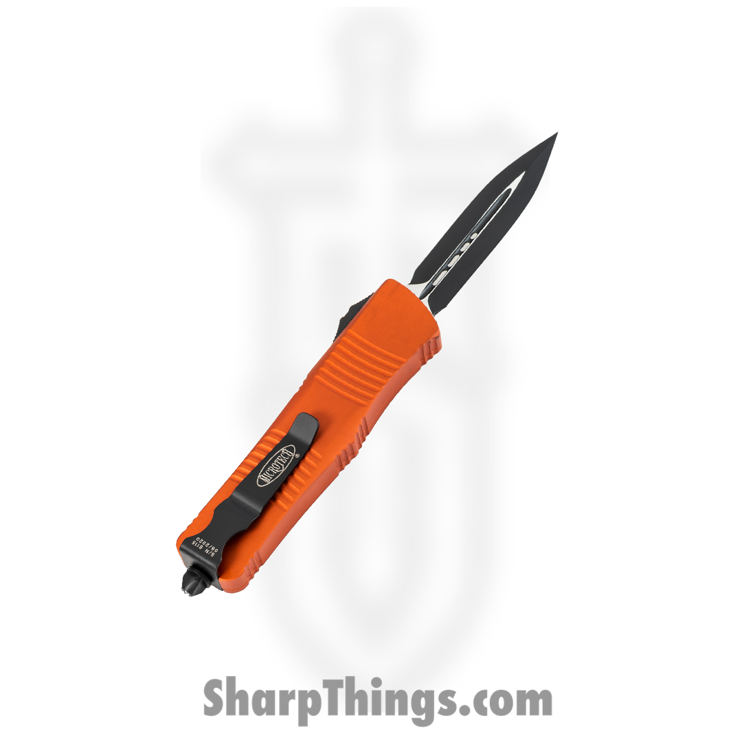 Microtech - 138-1OR - Troodon - OTF Auto - Elmax, M390, 204P Coated Dagger - 6061-T6 Aluminum - Orange - Image 6