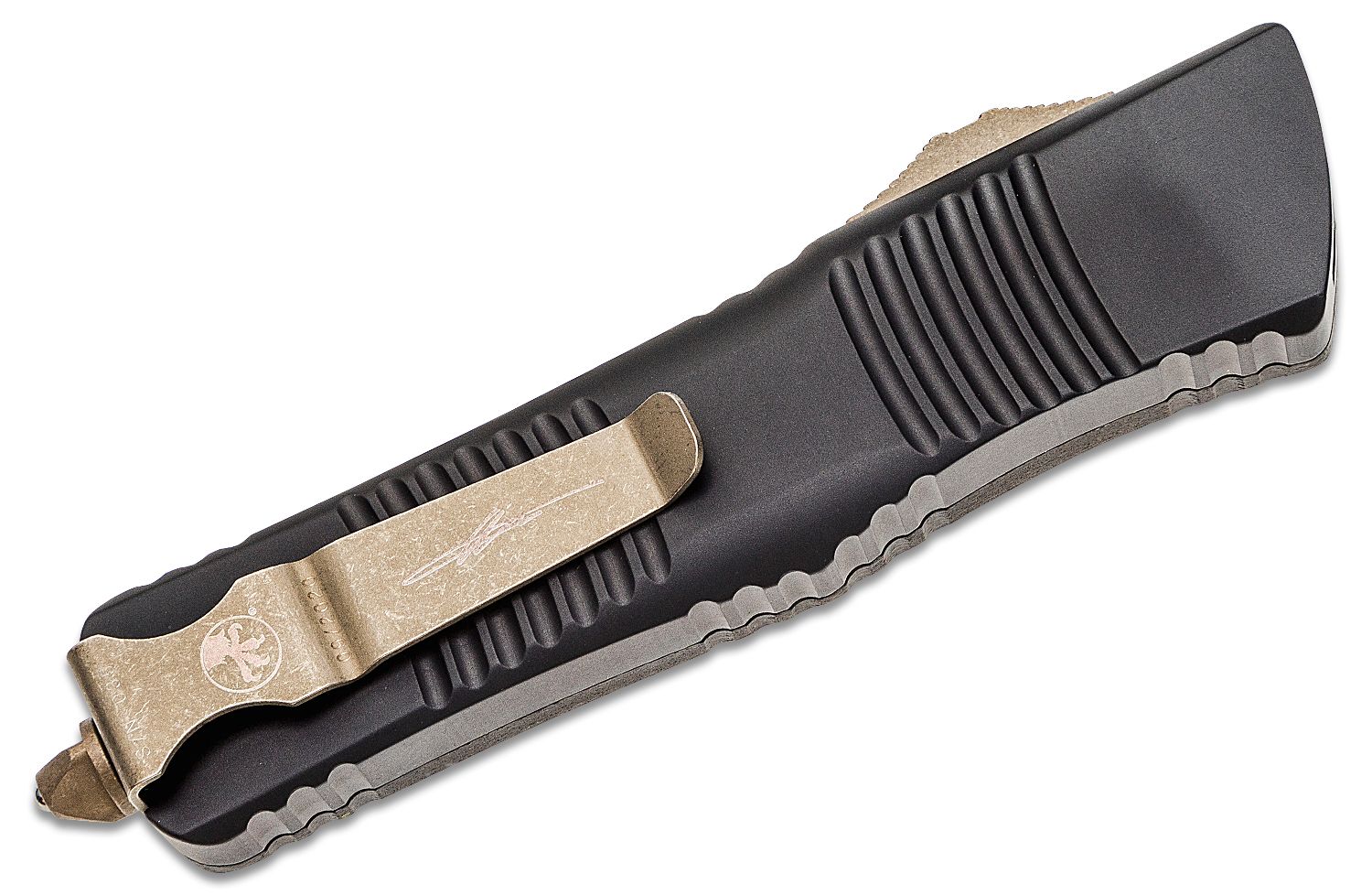 Microtech - 142-13APCFS - Combat Troodon - OTF Auto - Elmax, M390, 204P Bronze Apocalyptic Dagger - Carbon Fiber/Aluminum - Black - Image 15