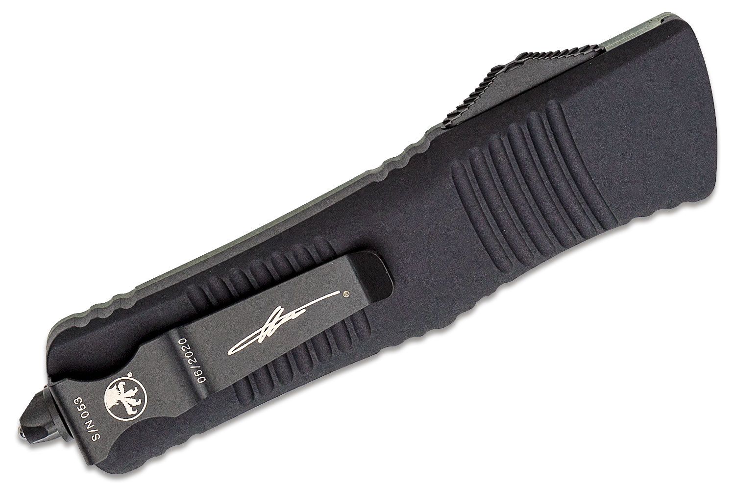 Microtech - 142-1GTJGS - Combat Troodon Signature Series - OTF Auto - Elmax, M390, 204P Coated Dagger - G10/Aluminum - Jade/Black - Image 15