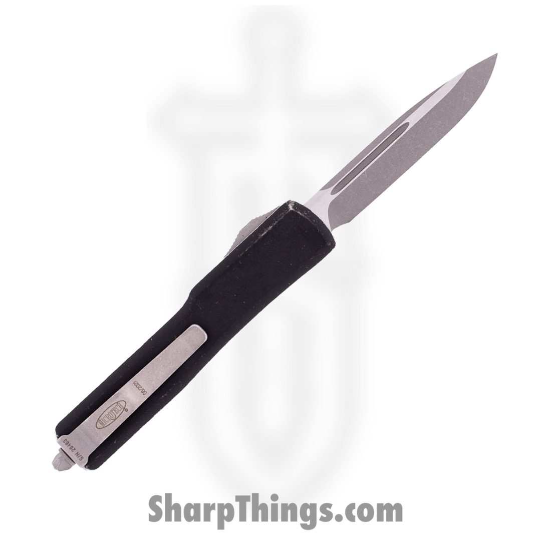 Microtech - 148-10DBK - UTX-70 - OTF Auto - Elmax, M390, 204P Apocalyptic Drop Point - 6061-T6 Aluminum - Black - Image 6