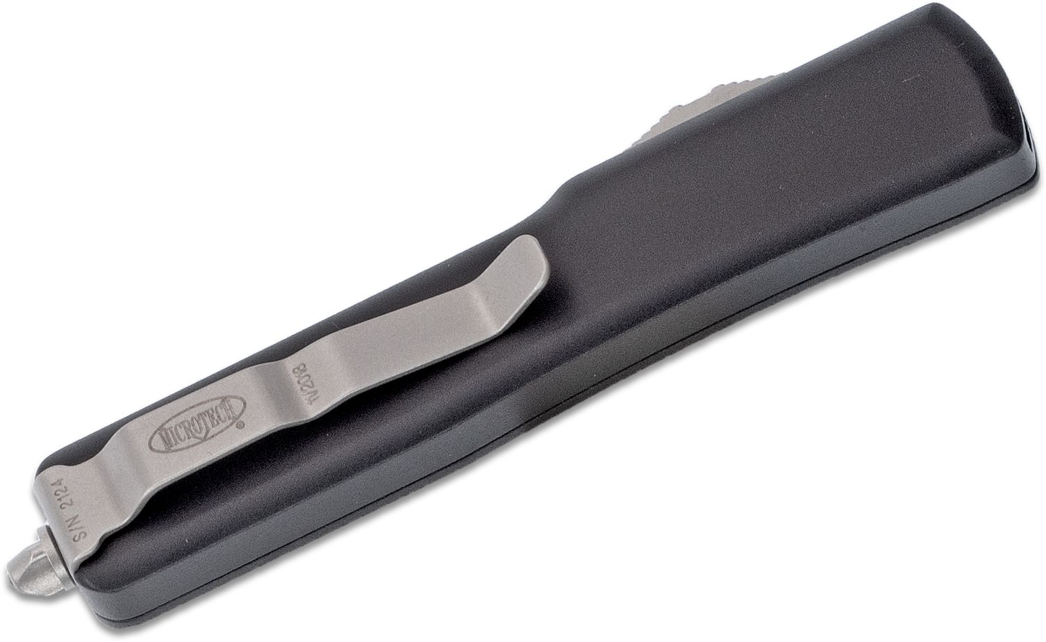 Microtech - 148-10 - UTX-70 - OTF Auto - Elmax, M390, 204P Stonewash Drop Point - 6061-T6 Aluminum - Black - Image 14