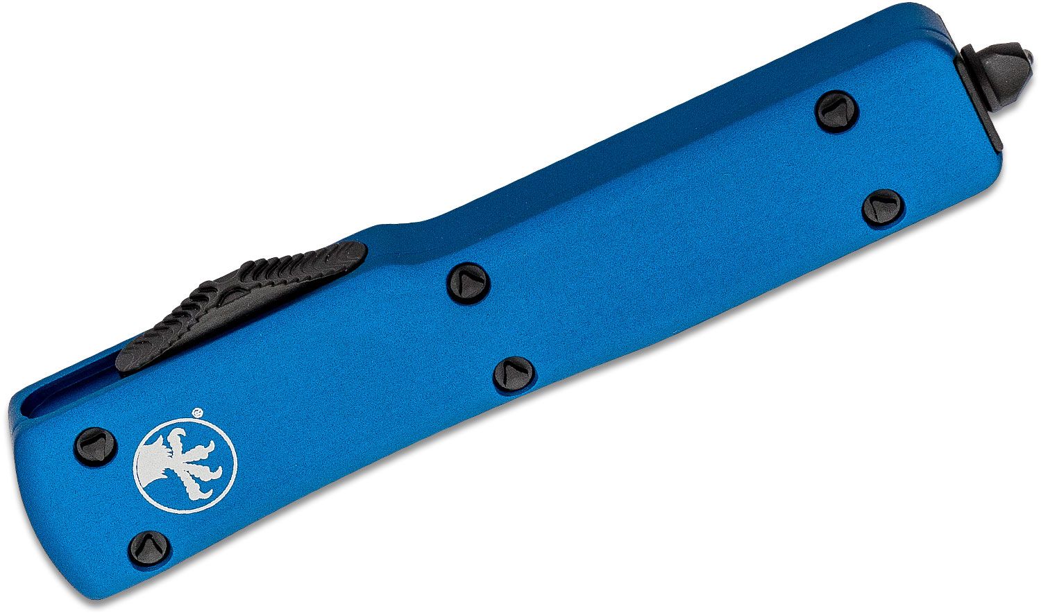 Microtech - 148-4BL - UTX-70 - OTF Auto - Elmax, M390, 204P Satin Drop Point - 6061-T6 Aluminum - Blue - Image 16