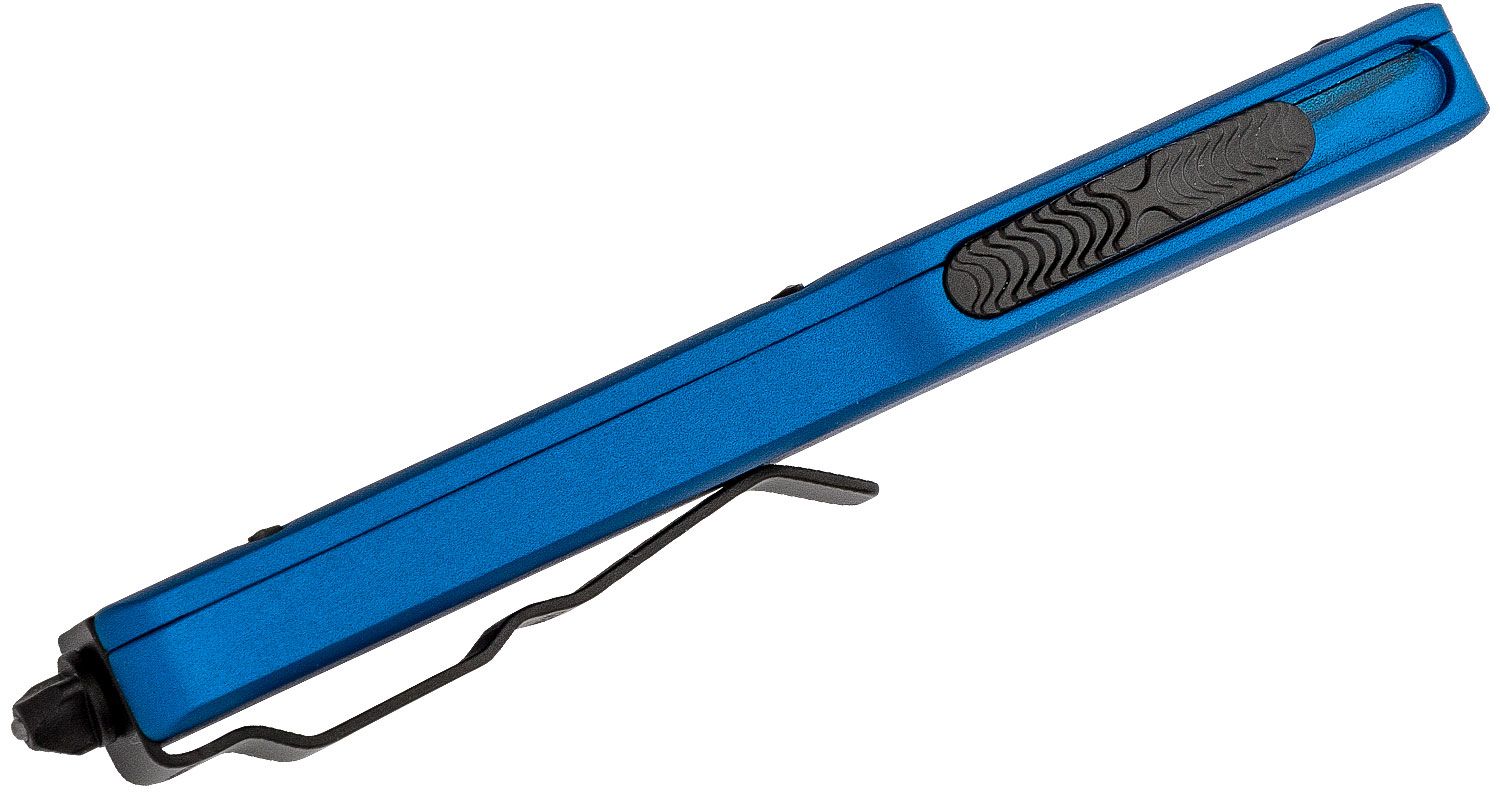 Microtech - 148-4BL - UTX-70 - OTF Auto - Elmax, M390, 204P Satin Drop Point - 6061-T6 Aluminum - Blue - Image 18