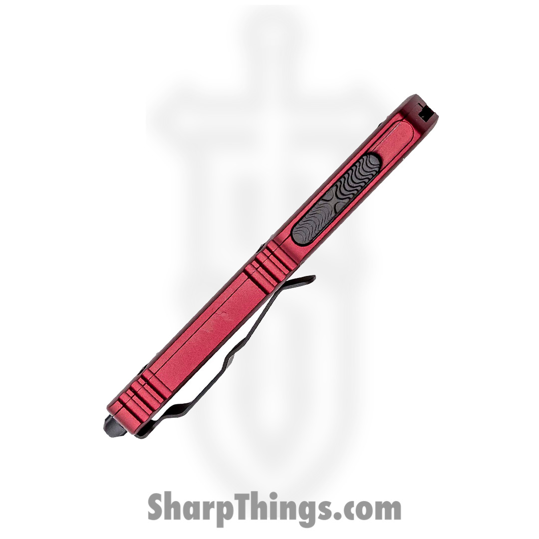 Microtech - 148-1MR - UTX-70 - OTF Auto - Elmax, M390, 204P Two Tone Drop Point - 6061-T6 Aluminum - Merlot - Image 8