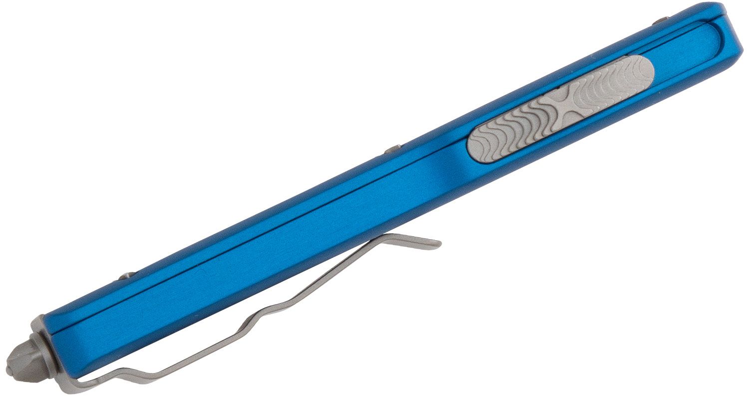 Microtech - 148-4BL - UTX-70 - OTF Auto - Elmax, M390, 204P Satin Drop Point - 6061-T6 Aluminum - Blue - Image 19