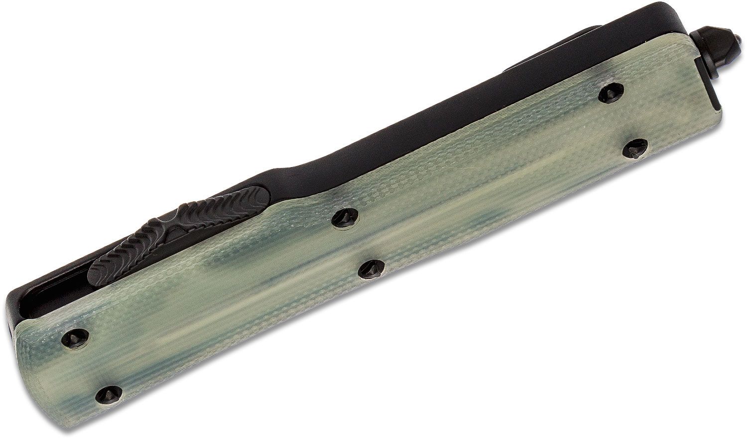 Microtech - 149-1GTJGS - UTX-70 Signature Series - OTF Auto - Elmax, M390, 204P Two Tone Tanto - 6061-T6 Aluminum/G10 - Black/Jade - Image 14