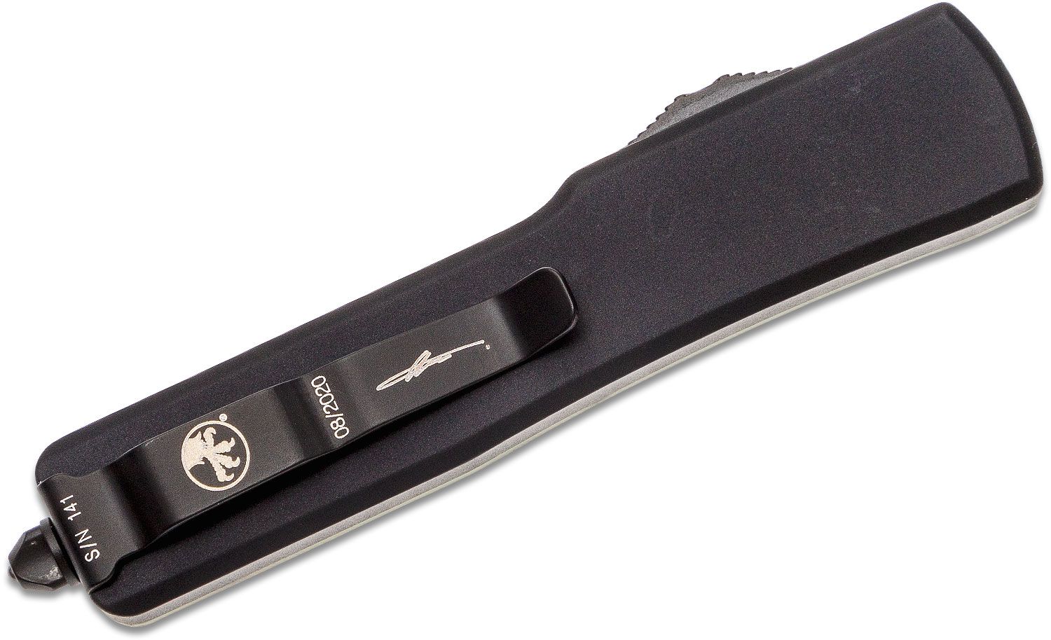 Microtech - 149-1GTJGS - UTX-70 Signature Series - OTF Auto - Elmax, M390, 204P Two Tone Tanto - 6061-T6 Aluminum/G10 - Black/Jade - Image 15