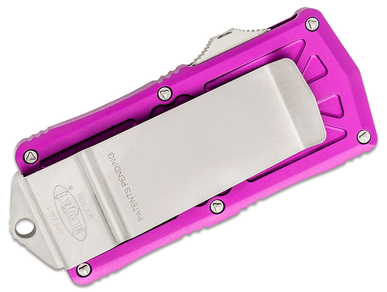 Microtech - 157-10VI - Exocet Money Clip - OTF Auto - M390 Stonewash Dagger - 6061-T6 Aluminum - Violet - Image 14