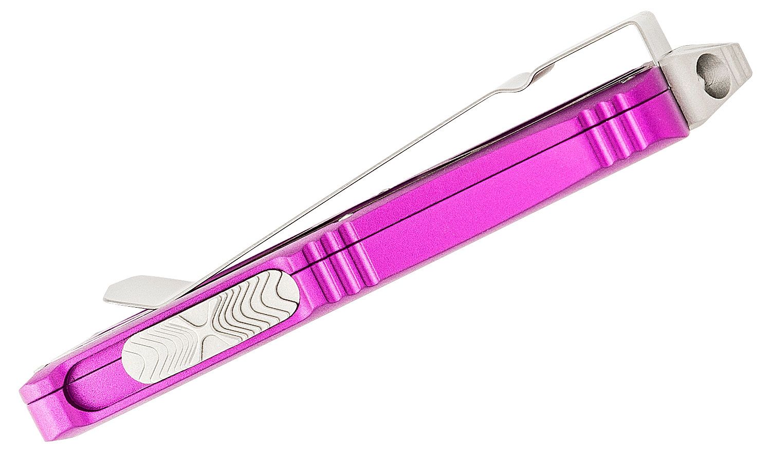 Microtech - 157-10VI - Exocet Money Clip - OTF Auto - M390 Stonewash Dagger - 6061-T6 Aluminum - Violet - Image 11