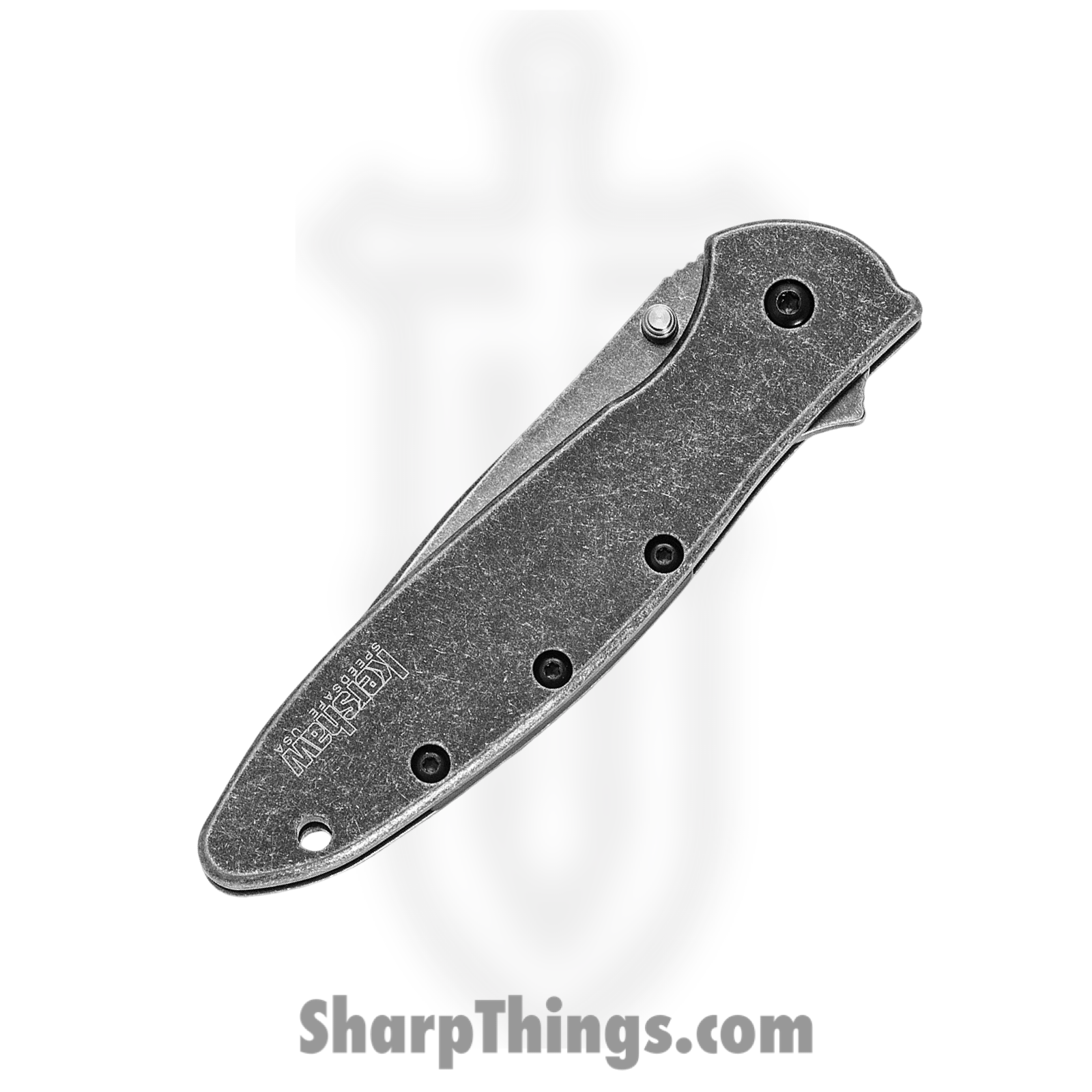 Kershaw - KS1660BLKW - Random Leek - Assisted Open Knife - 14C28N Blackwash Modified Drop Point - Stainless Steel - Black - Image 2