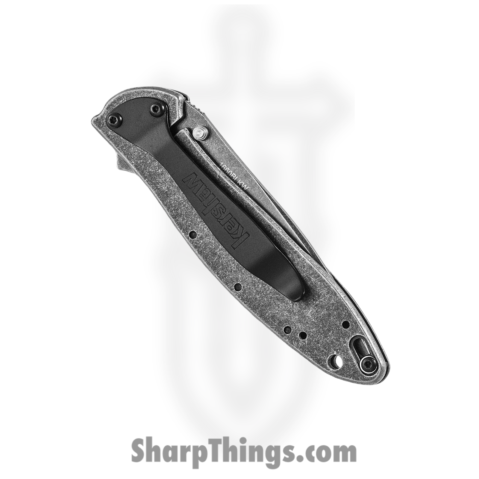 Kershaw - KS1660BLKW - Random Leek - Assisted Open Knife - 14C28N Blackwash Modified Drop Point - Stainless Steel - Black - Image 3