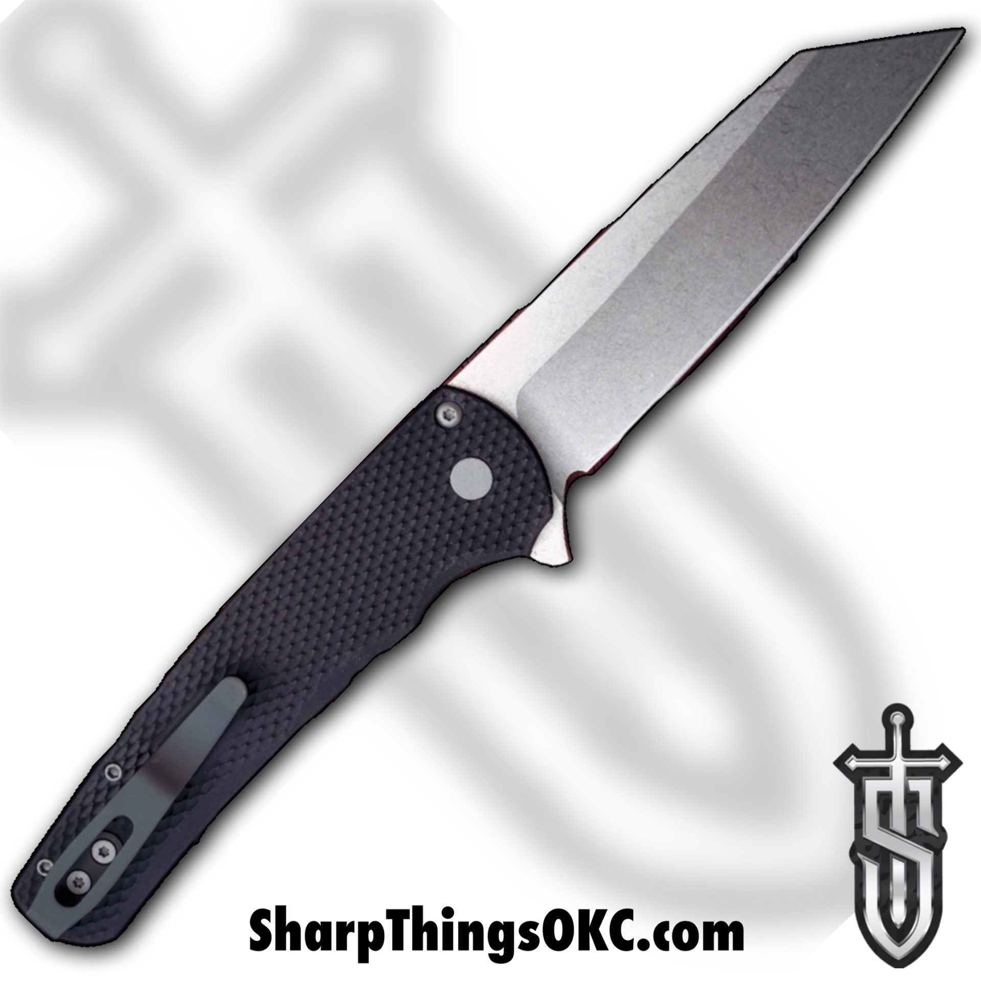ProTech - 5205 - Malibu - Folding Knife - CPM-20CV Stonewash Reverse Tanto - Aluminum - Black - Image 8