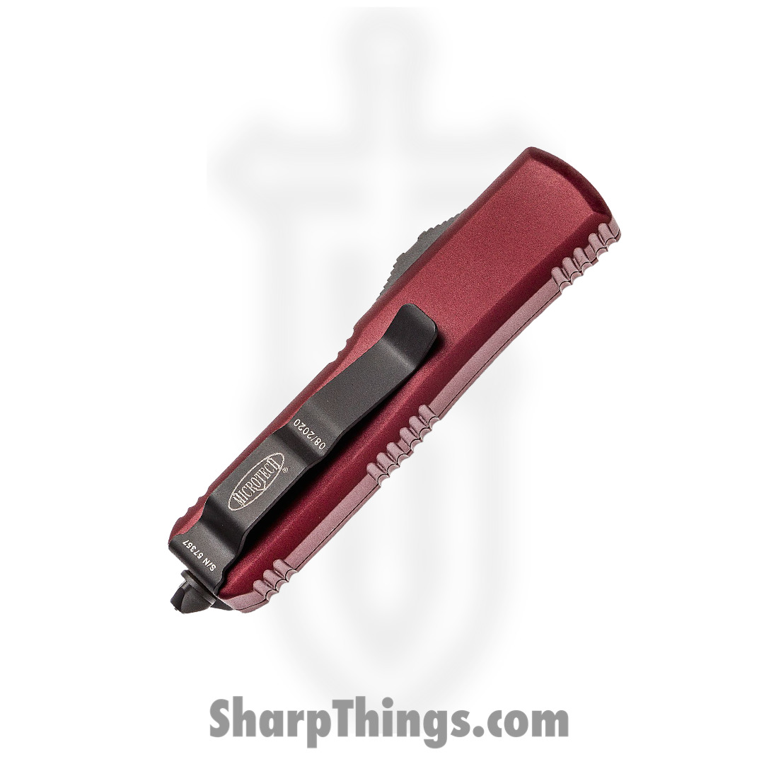 Microtech - 231-1MR - UTX-85 - OTF Auto - Elmax, M390, 204P Coated Drop Point - 6061-T6 Aluminum - Merlot - Image 5