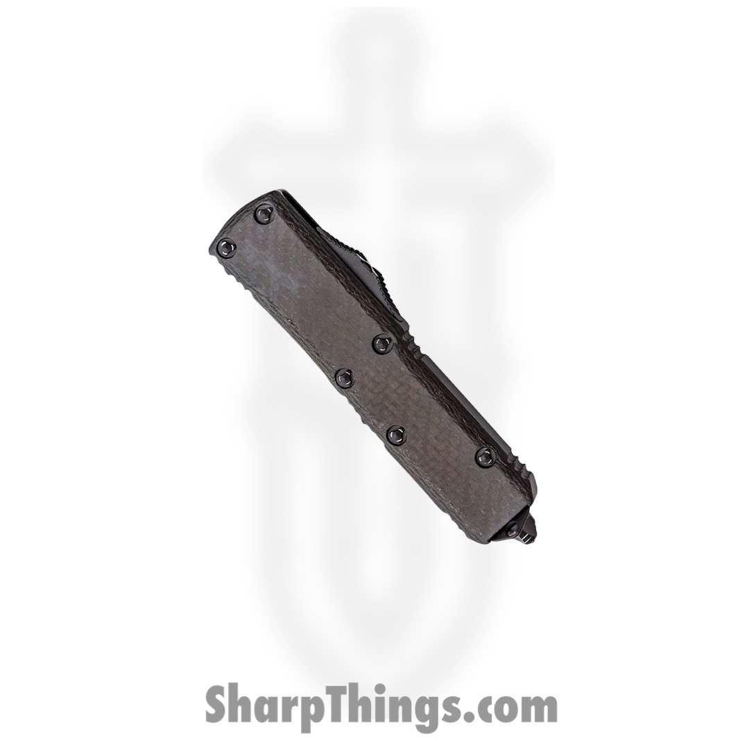 Microtech - 232-16CFS - UTX-85 Signature Series - OTF Auto - Damascus Damascus Dagger - Carbon Fiber/Aluminum - Black - Image 8