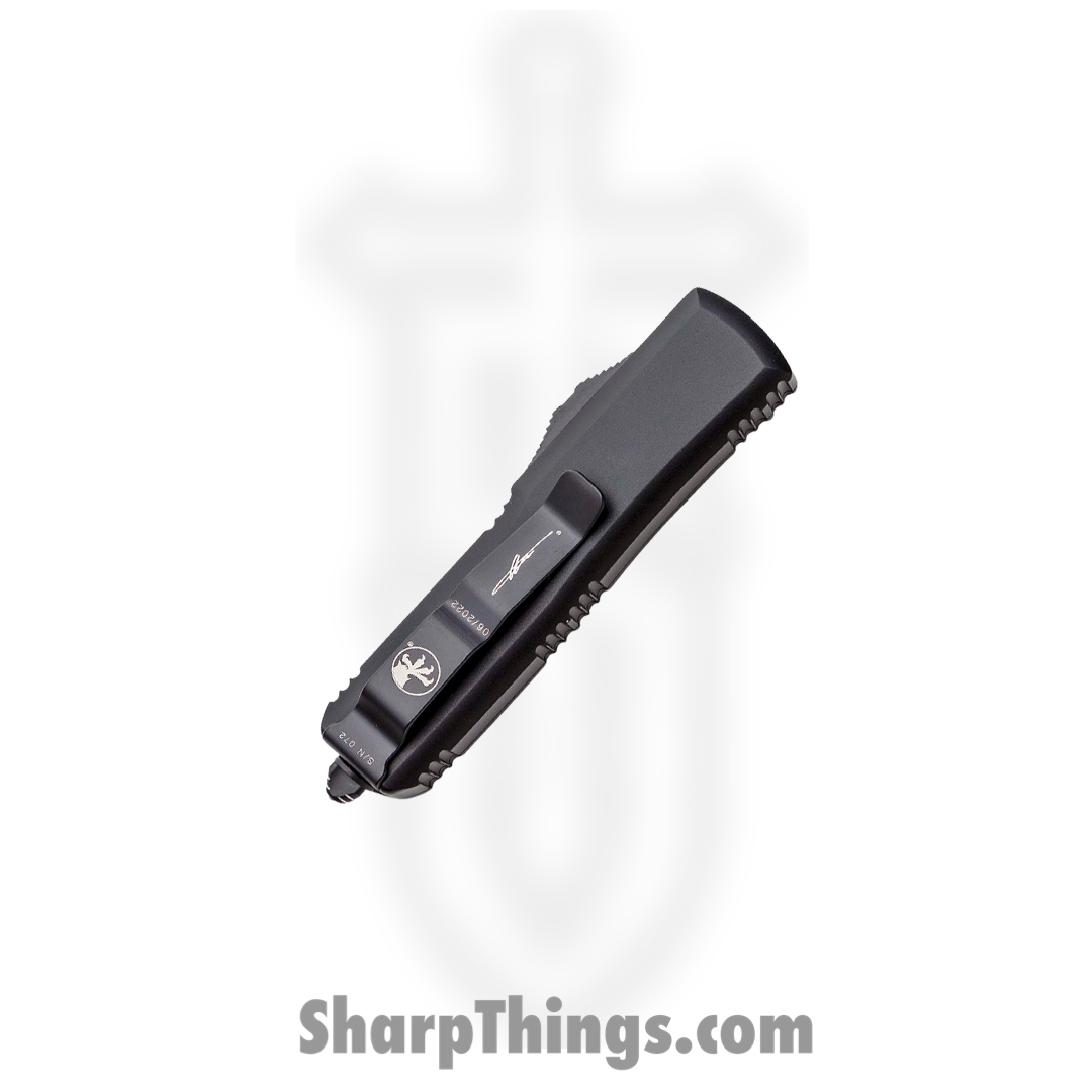 Microtech - 232-16CFS - UTX-85 Signature Series - OTF Auto - Damascus Damascus Dagger - Carbon Fiber/Aluminum - Black - Image 9