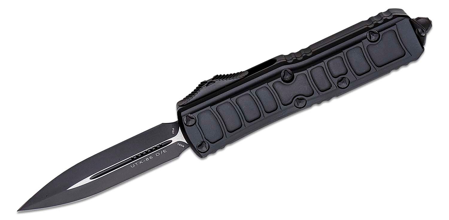 Microtech - 232II-1TS - UTX-85 II Signature Series - OTF Auto - Elmax, M390, 204P Coated Dagger - 6061-T6 Aluminum - Black - Image 13