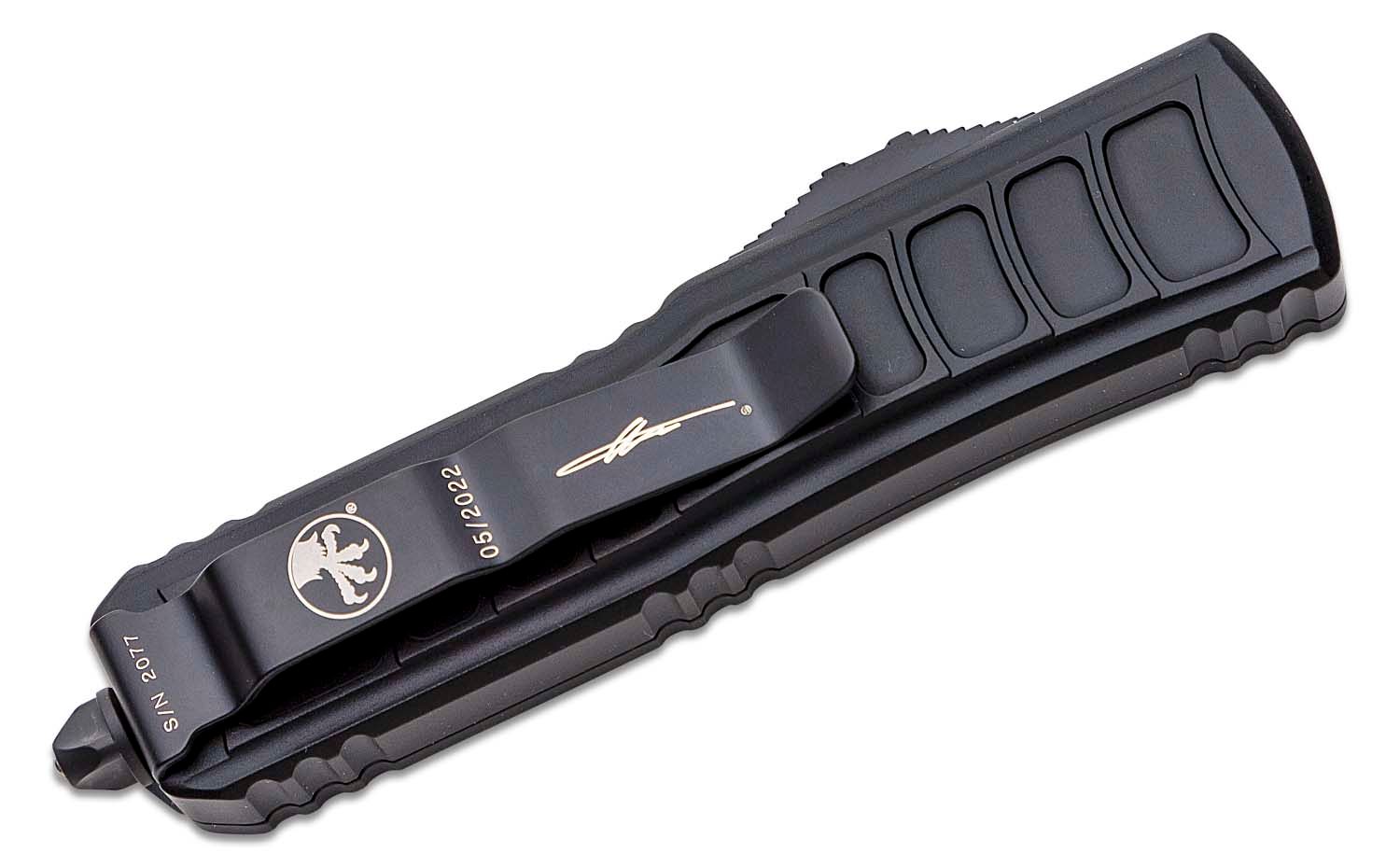 Microtech - 232II-1TS - UTX-85 II Signature Series - OTF Auto - Elmax, M390, 204P Coated Dagger - 6061-T6 Aluminum - Black - Image 15