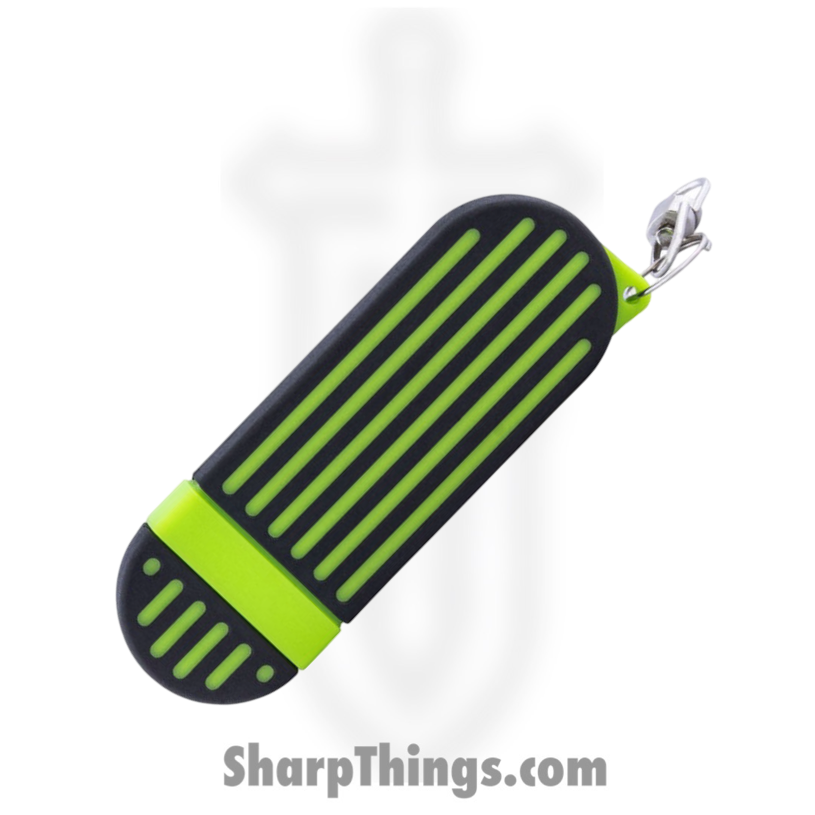 Al Mar - AMK1001BKGBL - Stinger Keyring Knife - Fixed Blade Knife - D2 Satin Spear Point - Polymer with TPR Overmold - Green Black - Image 11
