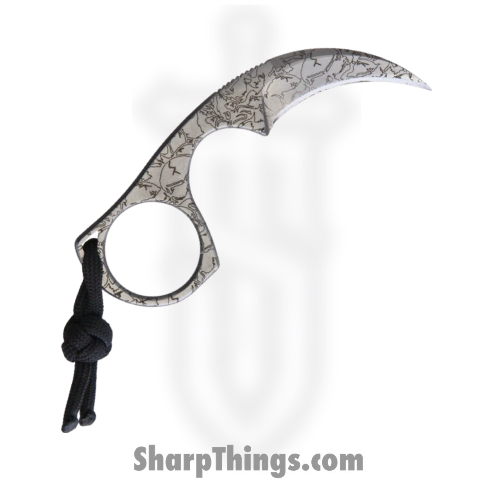 Bastinelli Creations - BAS06S - Diagnostic Skulls - Fixed Blade Knife - N690 Stonewash Karambit - Gray - Image 5