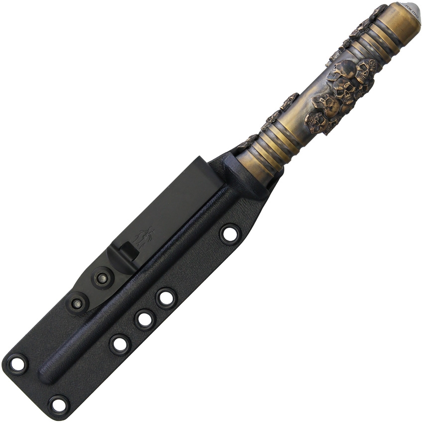 Bastinelli Creations - BAS217C - Ice Scream Crypt - Fixed Blade Knife - HDL420 Steel - Skull Artwork - Bronze - Image 9