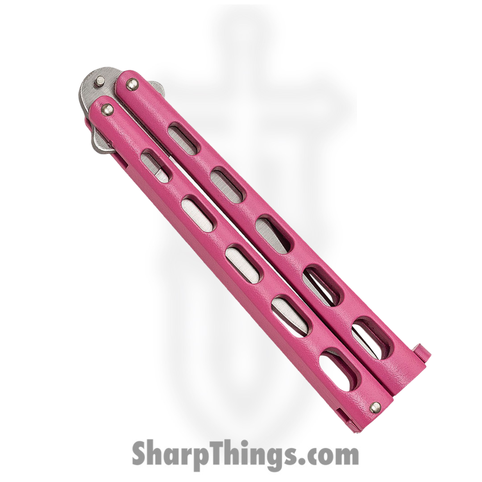 Bear & Son - BC114PK - Butterfly - Balisong - 440 SS Satin Clip Point - Powder Coated Zinc - Pink - Image 6