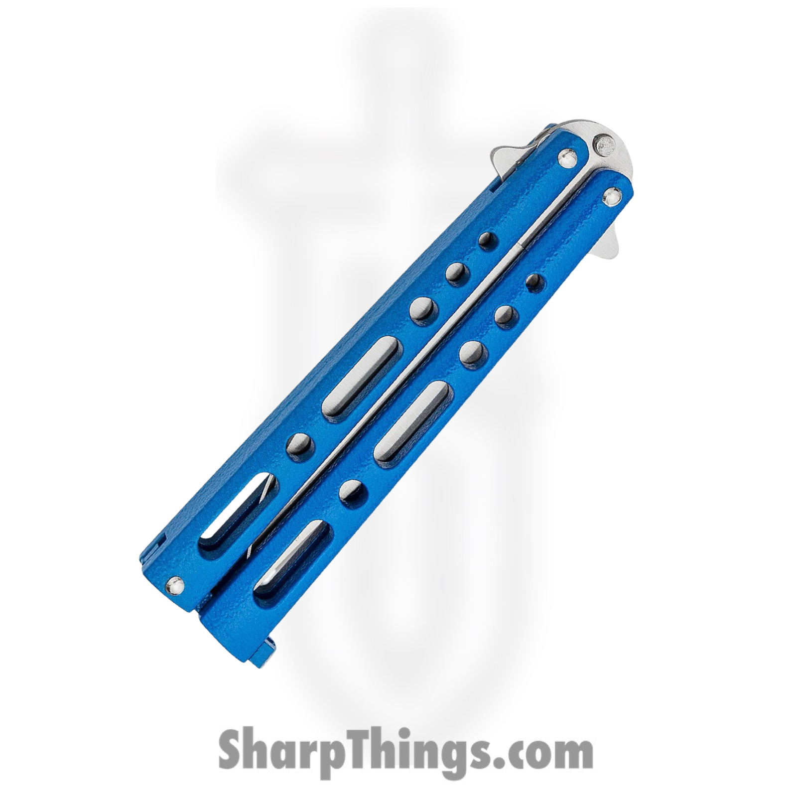 Bear & Son - BC117BL - Butterfly - Balisong - 440 SS Satin Clip Point - Powder Coated Zinc - Blue - Image 6