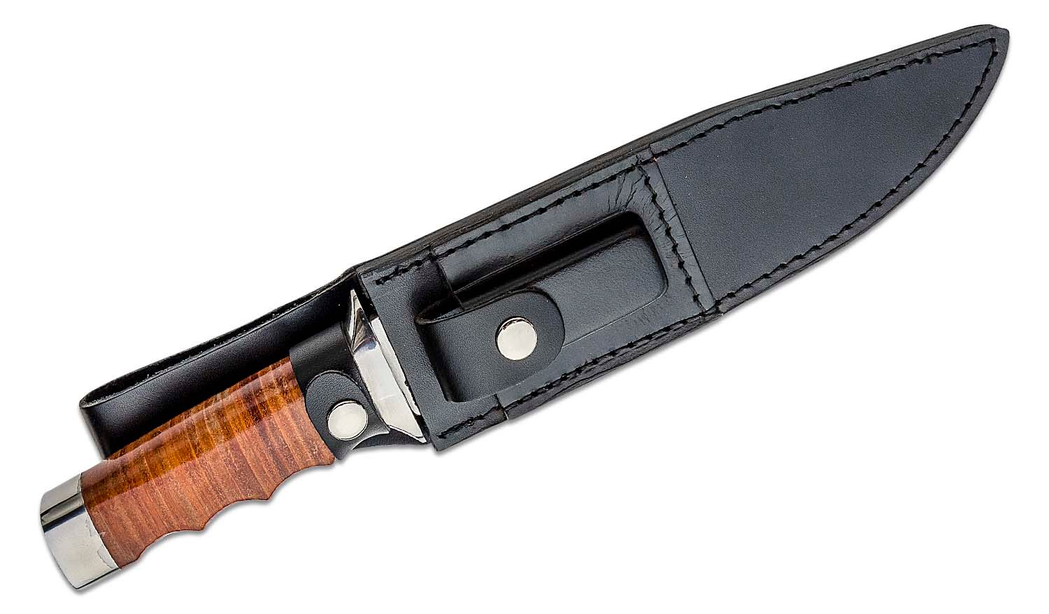 Boker Magnum - BOM02MB565 - Giant Bowie - Fixed Blade Knife - 440 SS Satin Clip Point - Stacked Leather - Brown - Image 8