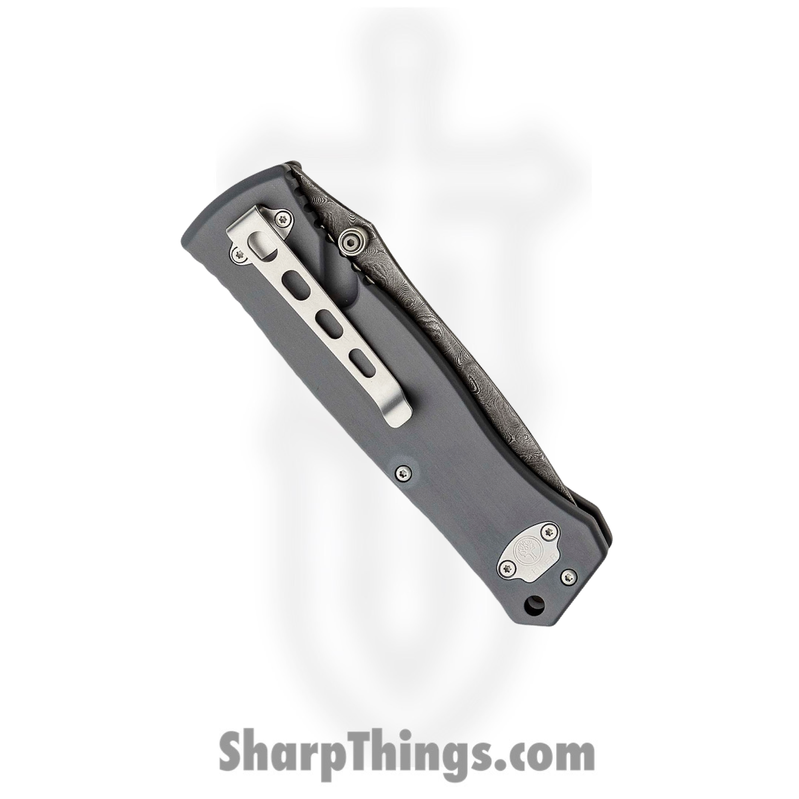 Boker - BO111054DAM - Leopard II - Folding Knife - Damascus Damascus Drop Point - Aluminum with Ziracote Wood Inlay - Gray Brown - Image 7