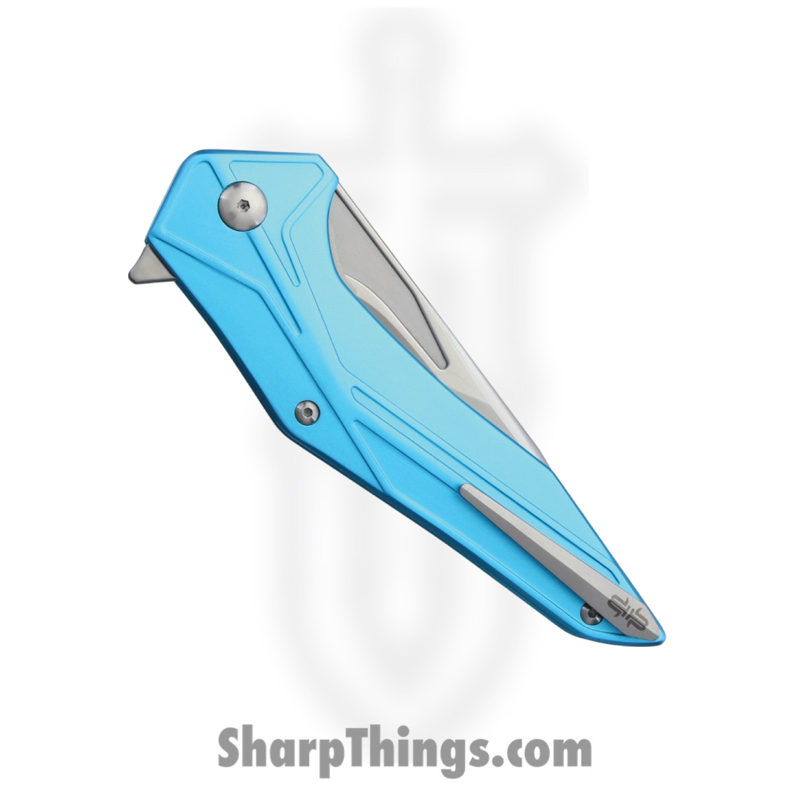 Brous Blades - BRB248 - Tyrant - Folding Knife - D2 Satin Tanto - Aluminum - Blue - Image 4