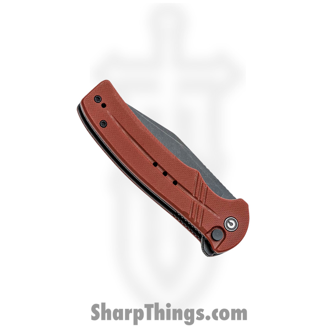 Civivi - CIVC20038E2 - Cogent Button Lock - Folding Knife - 14C28N Black Stonewash Clip Point - G10 - Burgundy - Image 9