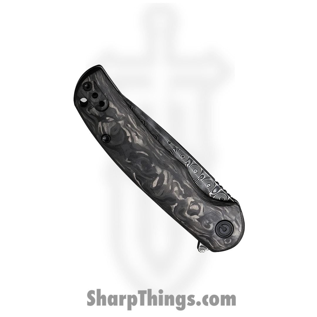 Civivi - CIVC2110DS1 - NOx Hand Rubbed Drop Point Flipper Knife - Damascus C/F Stainless - Black - Image 12