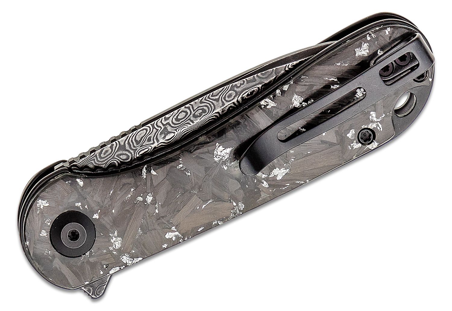 Civivi - CIVC907CDS2 - Elementum Flipper Knife - Damascus Carbon Fiber - Contoured Silver - Image 20