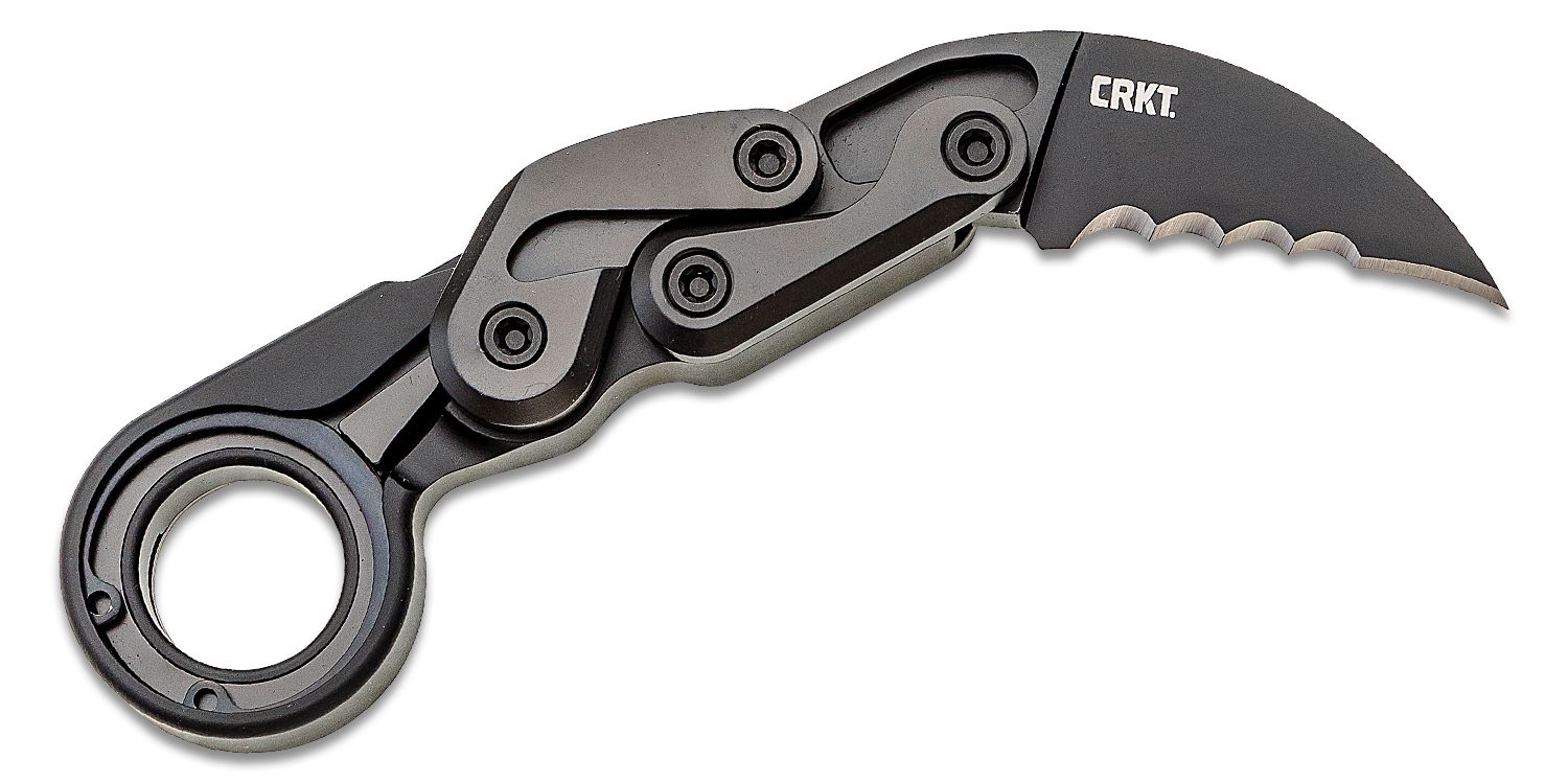 CRKT - 4040V - Provoke Kinematic with Veff Serrations - Folding Knife - D2 Black TiNi Hawkbill - 6061-T6 Aluminum - Black - Image 20