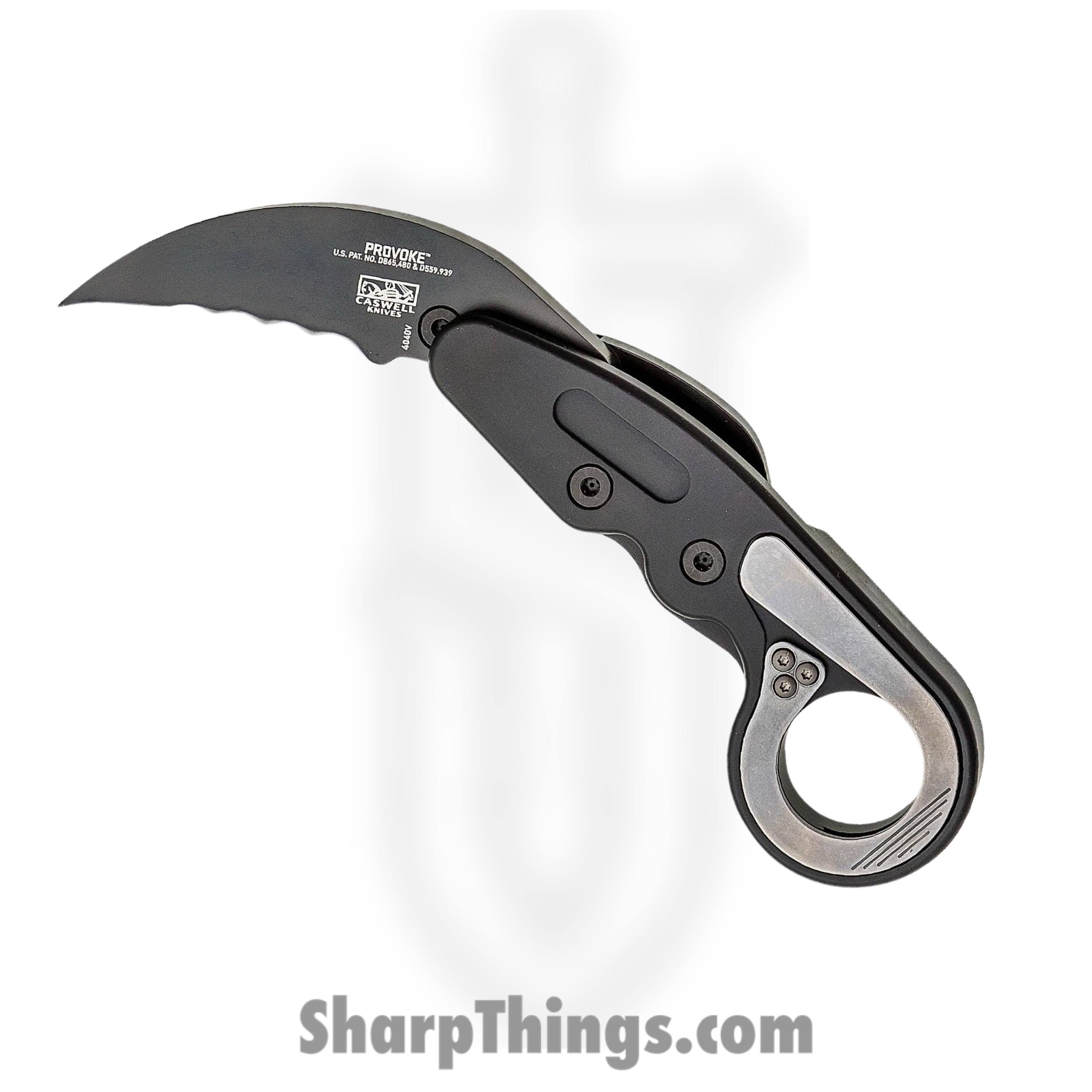 CRKT - 4040V - Provoke Kinematic with Veff Serrations - Folding Knife - D2 Black TiNi Hawkbill - 6061-T6 Aluminum - Black - Image 15