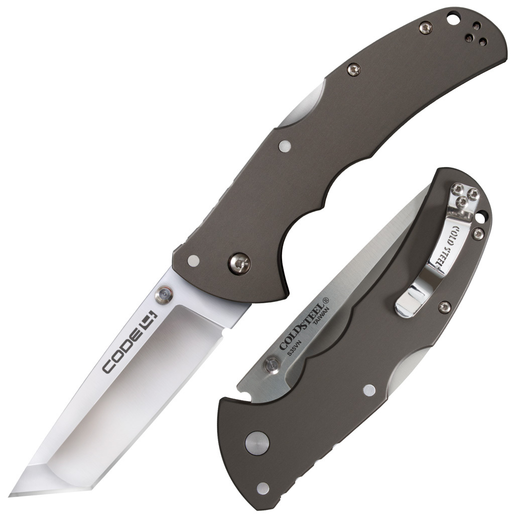 Cold Steel - CS58PT - Code 4 - Folding Knife - S35VN Satin Tanto - 6061-T6 Aluminum - Natural - Image 18