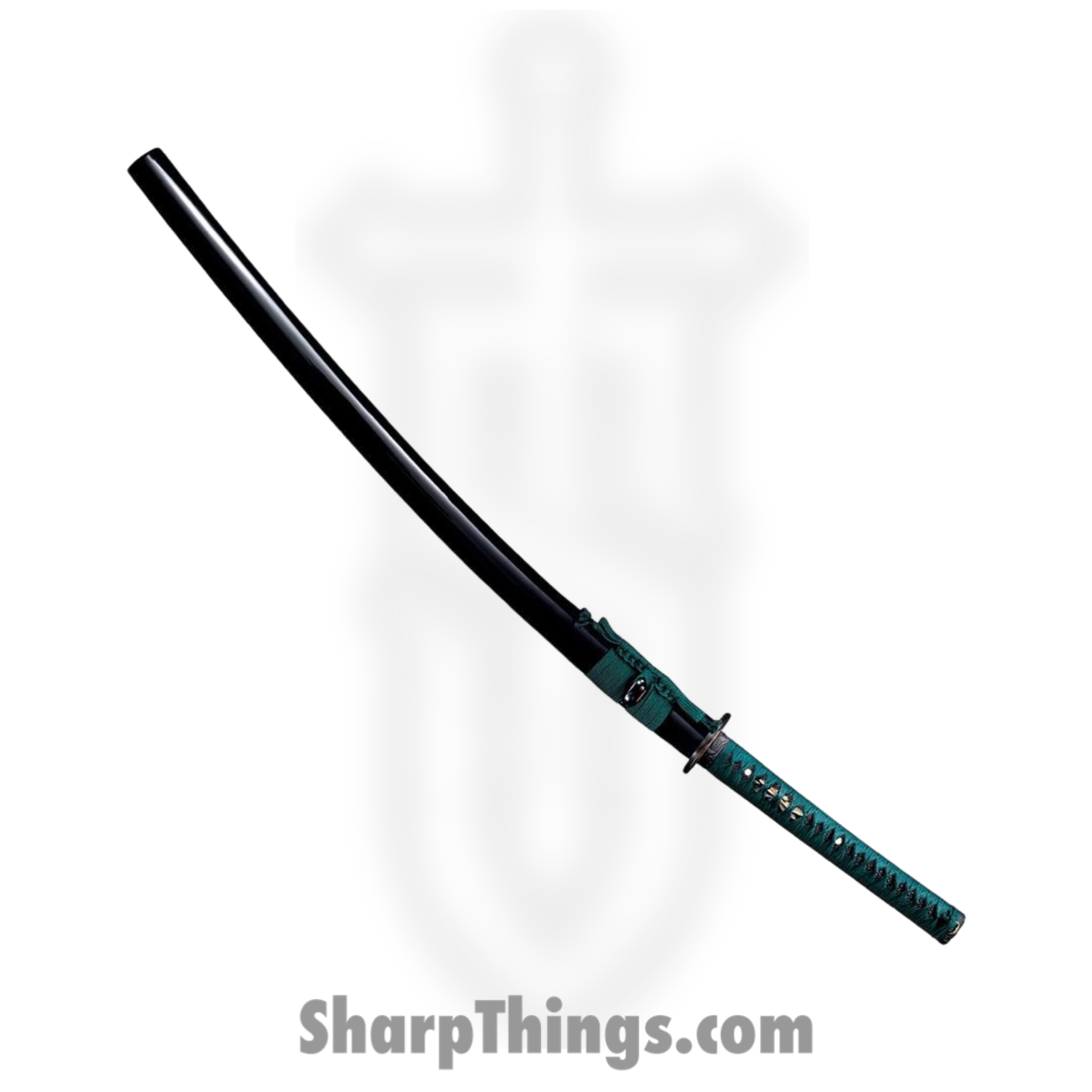 Cold Steel - CS88DK - Dragonfly Katana - Fixed Blade Knife - 1055HC Polished - Ray Skin with Teal Green Silk Braid Cord and Brass Menuki - Teal - Image 6