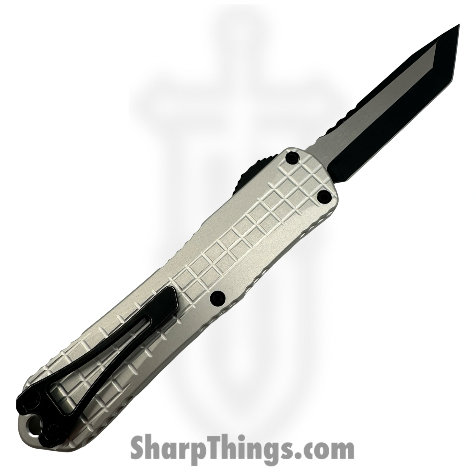 Heretic Knives - H027F-14A-BLZ - Manticore E - OTF Auto - Magnacut Battleworn Tanto - 6061 T6 Aluminum - Blizzard - Image 2
