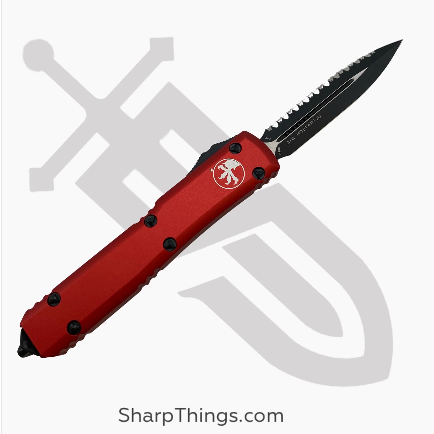 Microtech - 122-3RD - Ultratech - OTF Auto - Elmax, M390, 204P Coated Dagger - 6061-T6 Aluminum - Red - Image 12