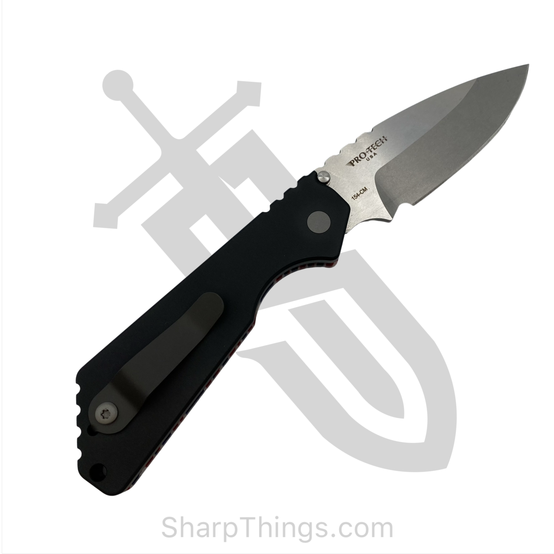 ProTech - SnGMC2 - Custom Strider SnG Edition - Automatic Knife - 154CM Stonewash Drop Point - Aluminum/Micarta - Blue/Red - Image 7