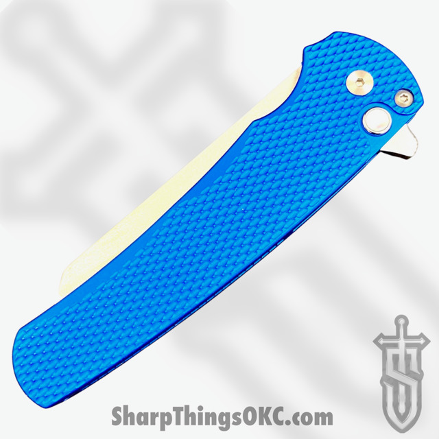 ProTech - 5205-BLUE BS - Malibu Blade Show - Automatic Knife - CPM-20CV Stonewash Reverse Tanto - Aluminum - Blue - Image 10