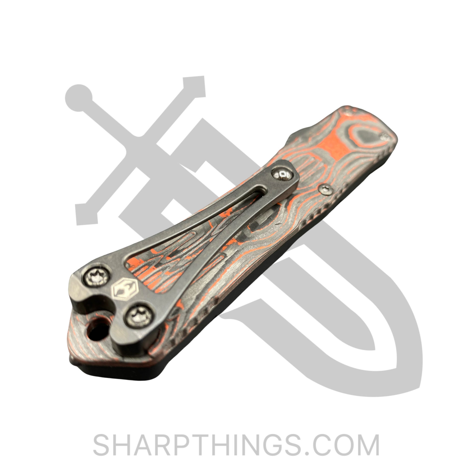 Heretic Knives - H022B-6A-ORCF - Manticore S - OTF Auto - DLC Bowie - Elmax - Orange Fat CF - Image 7