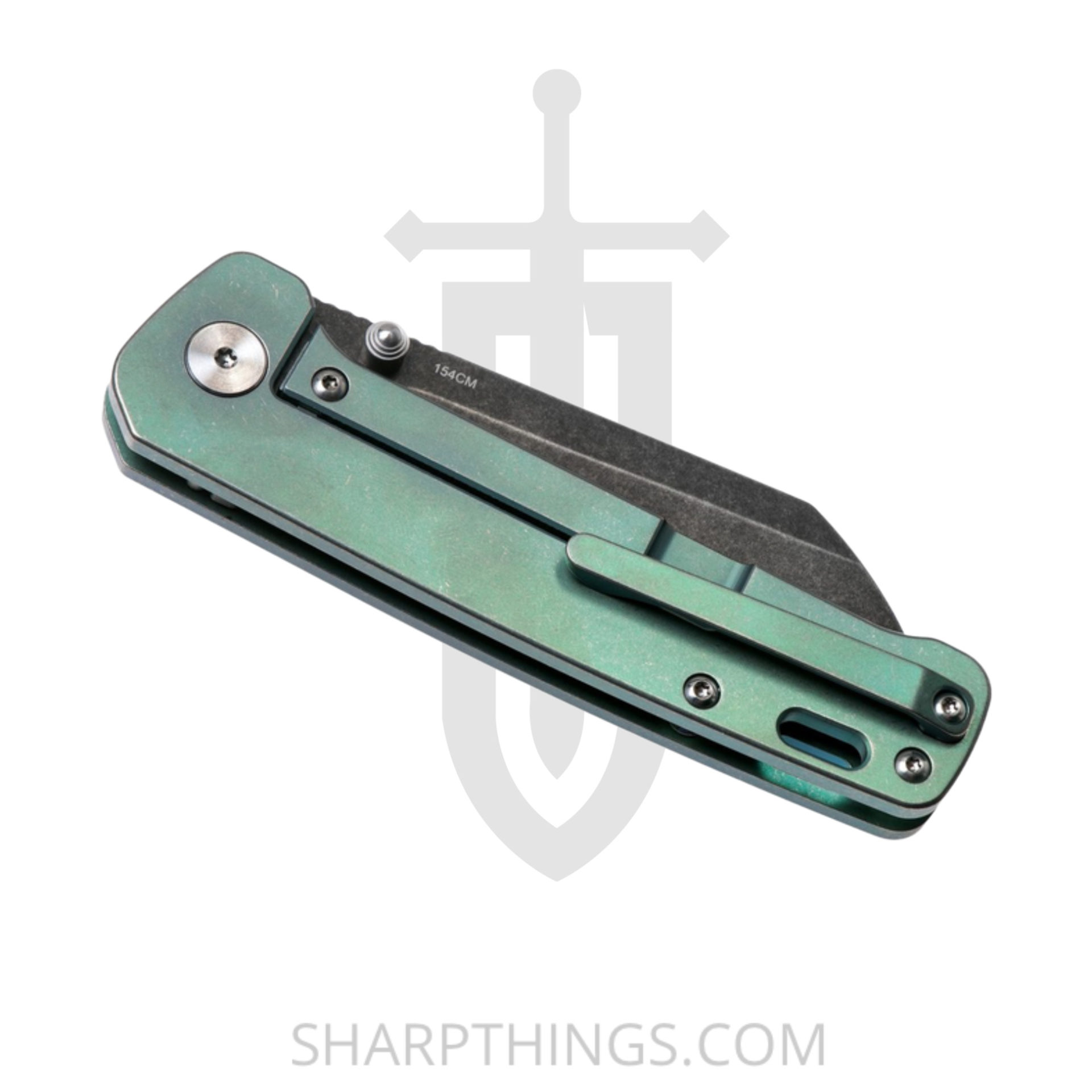 QSP - QS130Y - Penguin Plus - Folding Knife - 154CM Stonewash Sheepsfoot - Titanium - Green - Image 4