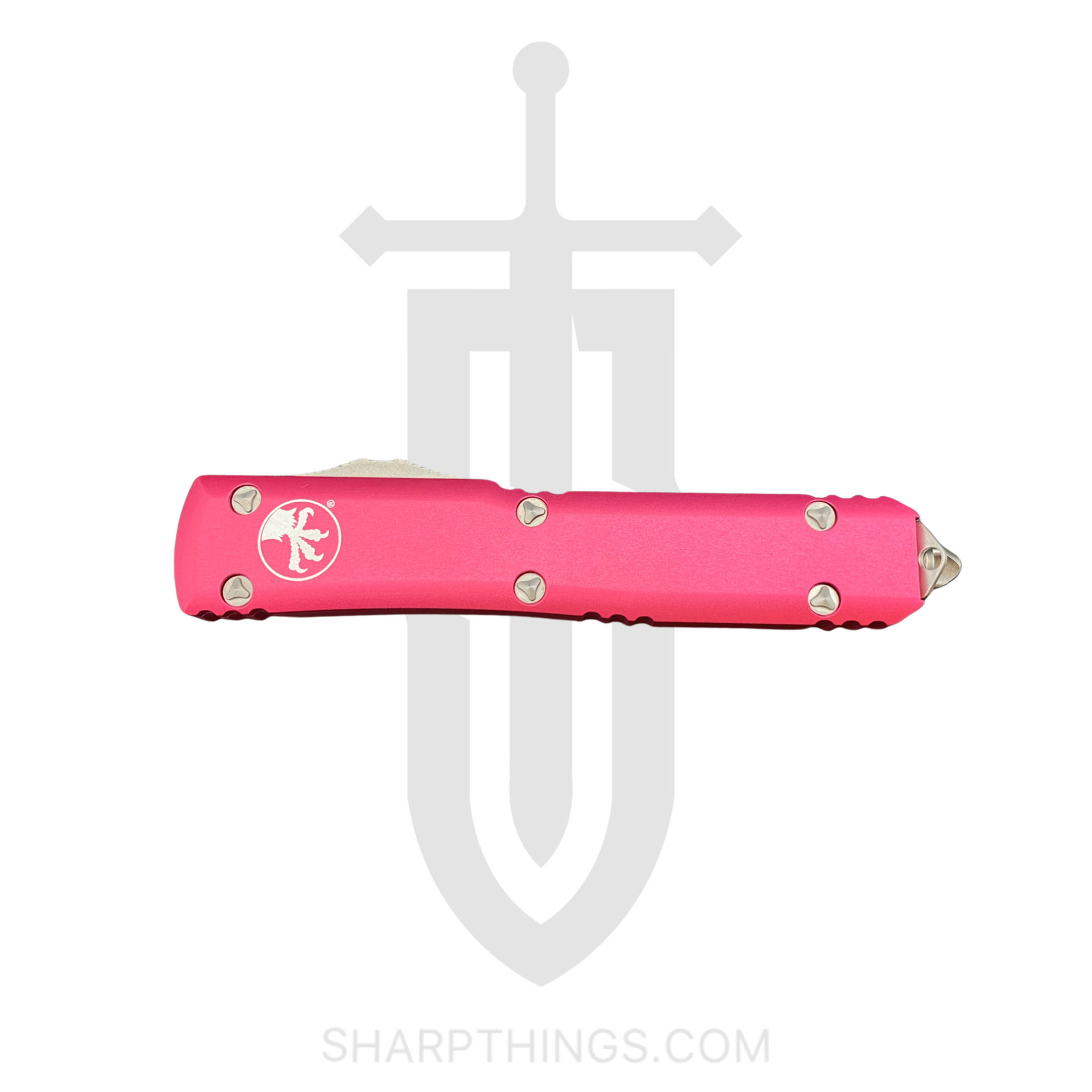 Microtech - 121-10PK - Ultratech - OTF Auto - Elmax, M390, 204P Stonewash Drop Point - 6061-T6 Aluminum - Pink - Image 8