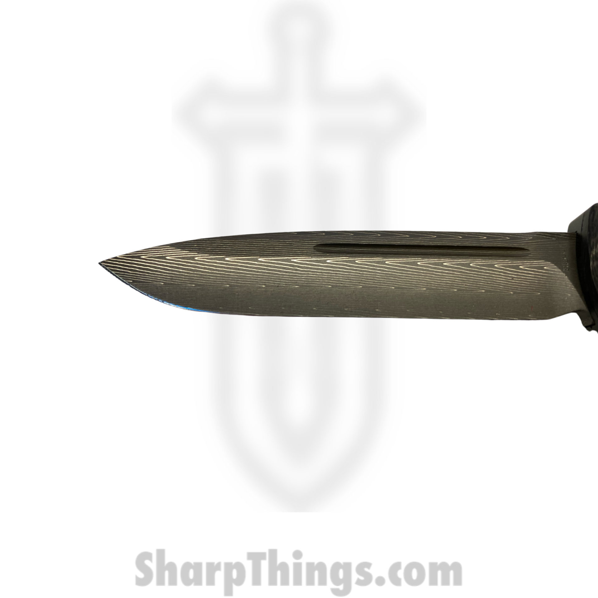 Microtech - 121-16CFS - Ultratech Signature Series - OTF Auto - Damascus Damascus Drop Point - Aluminum/CF - Black - Image 7