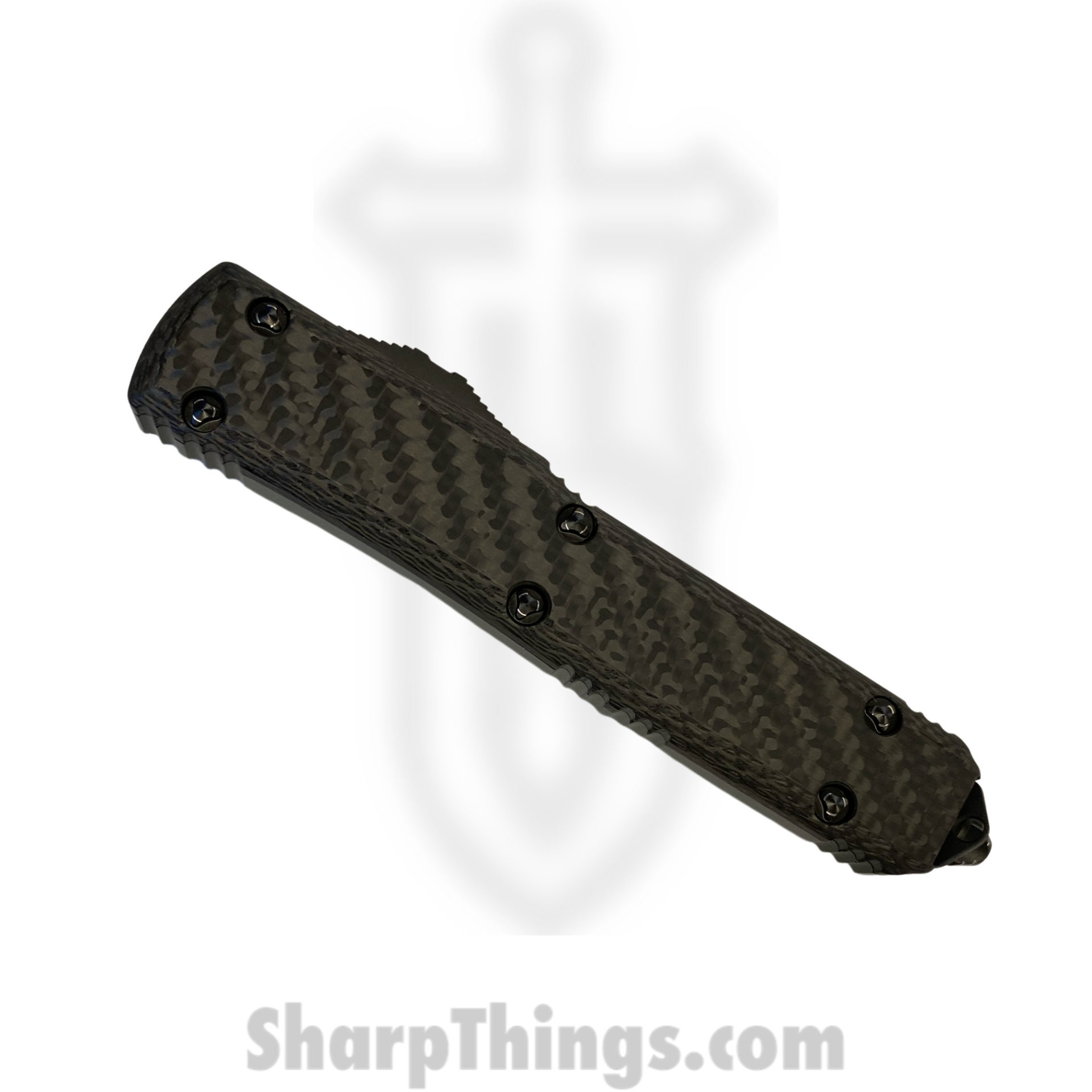 Microtech - 121-16CFS - Ultratech Signature Series - OTF Auto - Damascus Damascus Drop Point - Aluminum/CF - Black - Image 9